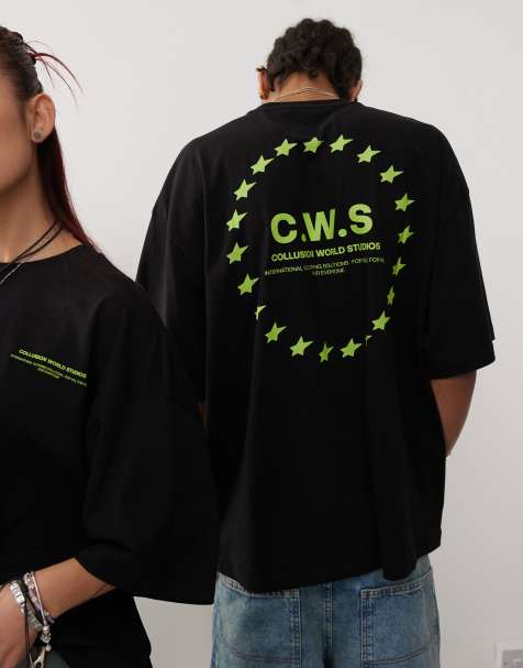 COLLUSION Unisex - T-shirt graphique coupe carrée - Noir - view 1