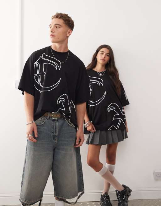 T-shirt Basique Noir Homme Femme Taille M 100 % Coton VITO