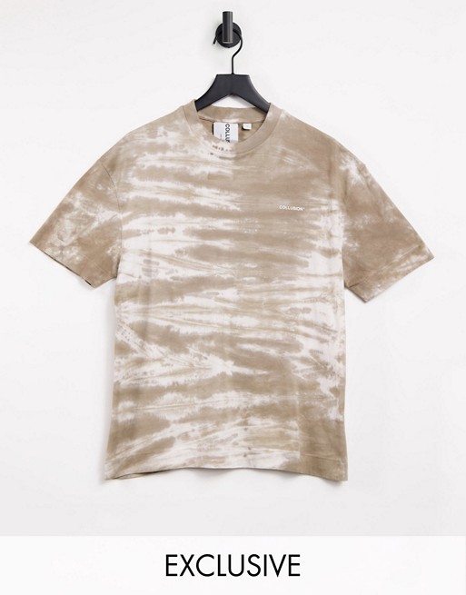 COLLUSION Unisex t-shirt in brown tie dye