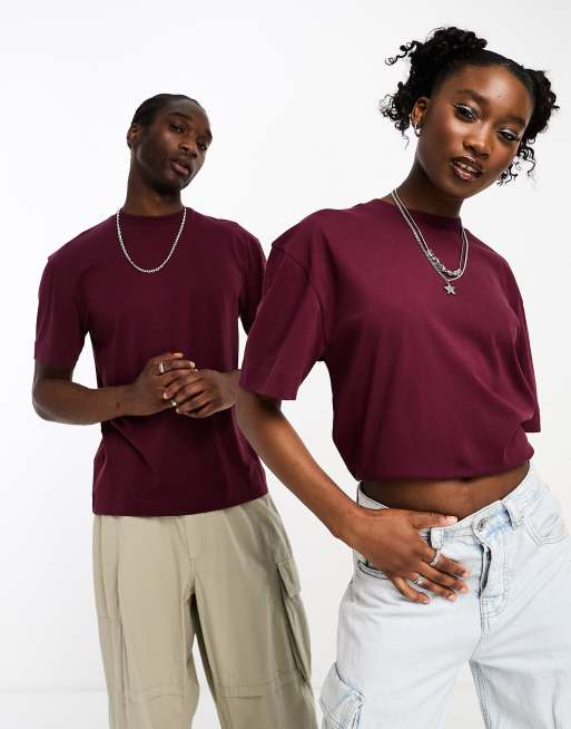 COLLUSION Unisex t-shirt in burgundy | ASOS