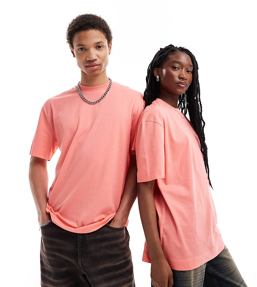 COLLUSION Unisex t-shirt in coral pink