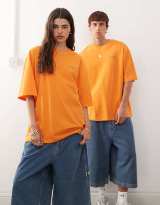 Collusion Unisex T-shirt In Orange