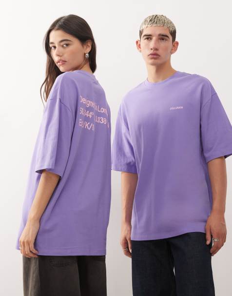 COLLUSION Unisex t-shirt in purple with back print - view 1