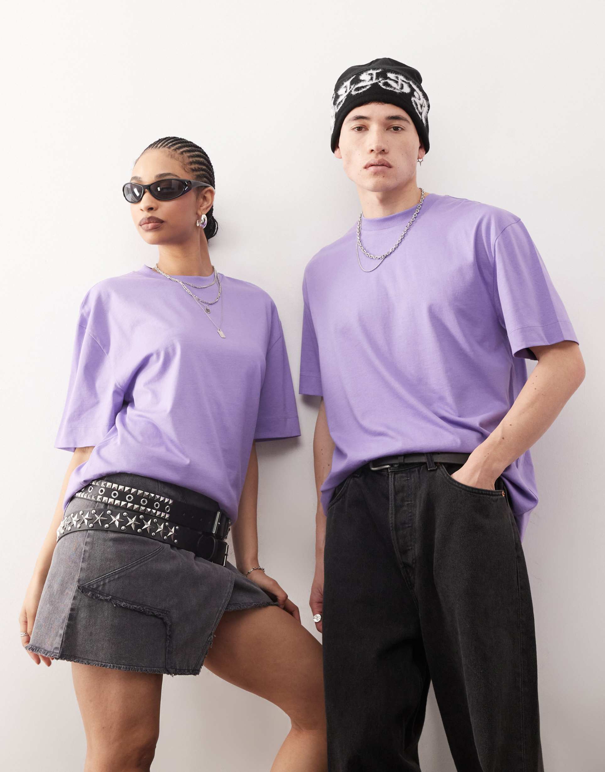 collusion unisex t-shirt in purple