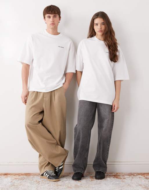 COLLUSION Unisex t-shirt in white with back graphic, 2 of 4