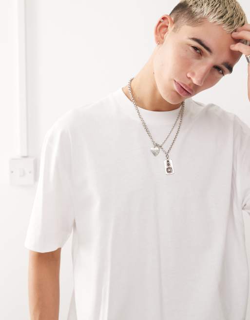 COLLUSION Unisex - T-shirt in wit, 4 van 4