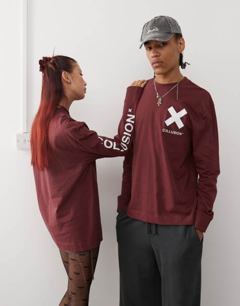 Collusion Unisex - T-shirt manches longues à logo - Bordeaux - view 1