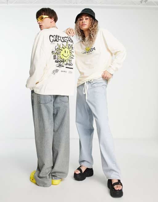 COLLUSION Unisex - T-shirt met lange mouwen en zonneschijnprint