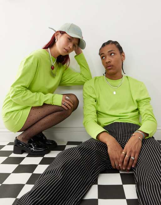 COLLUSION Unisex - T-shirt met lange mouwen in brat groen 