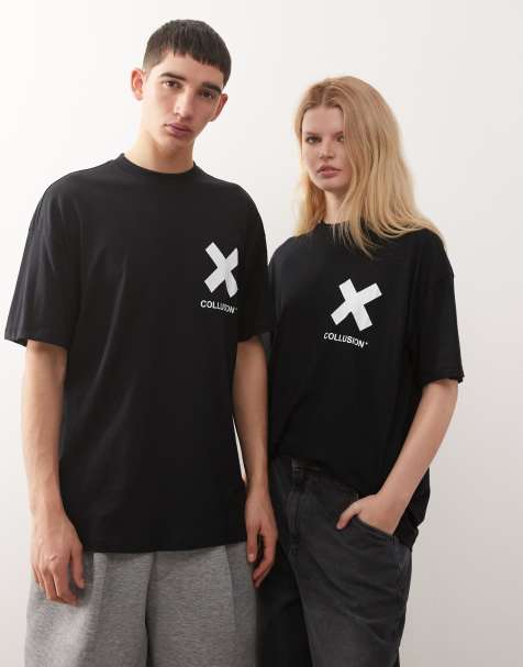 COLLUSION Unisex - T-shirt met logo in zwart - view 1