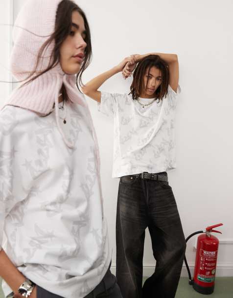 COLLUSION Unisex - T-shirt met print in wit - view 1