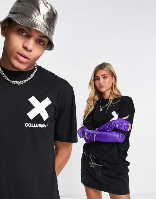 COLLUSION – Unisex – T-Shirt mit Logo in Schwarz, 3 von 4