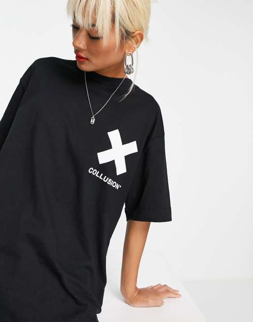 COLLUSION – Unisex – T-Shirt mit Logo in Schwarz, 3 von 4