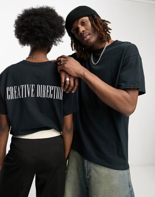 COLLUSION Unisex creative director slogan t-shirt in black - ASOS Price Checker