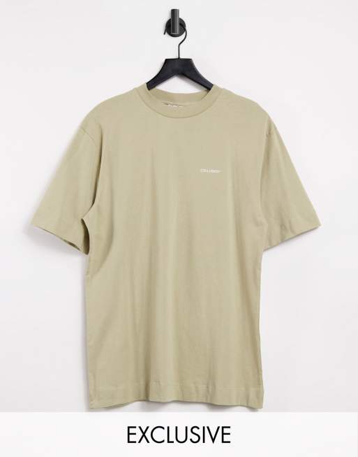 COLLUSION Unisex - T-shirt oversize color pietra con logo