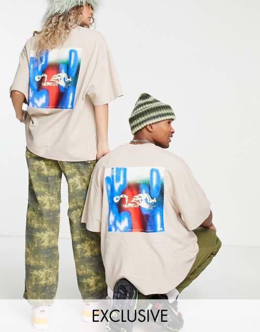 COLLUSION Unisex – T-shirt oversize z nadrukiem, z piki