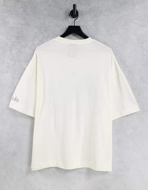 COLLUSION Unisex – T-shirt oversize z piki w kolorze ecru z nadrukiem „Grow”, 2 z 4