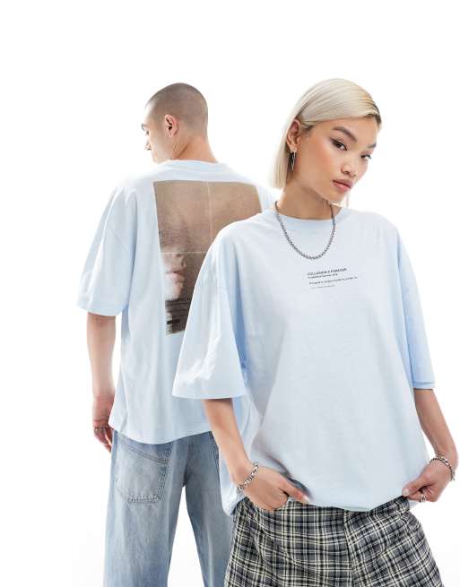 COLLUSION Unisex - T-shirt skate blu con stampa fotografica, 2 di 4