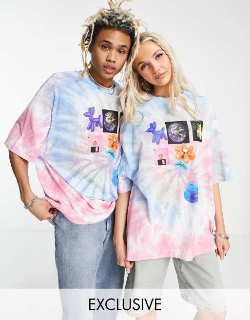 COLLUSION Unisex - T-shirt tie-dye multicolore