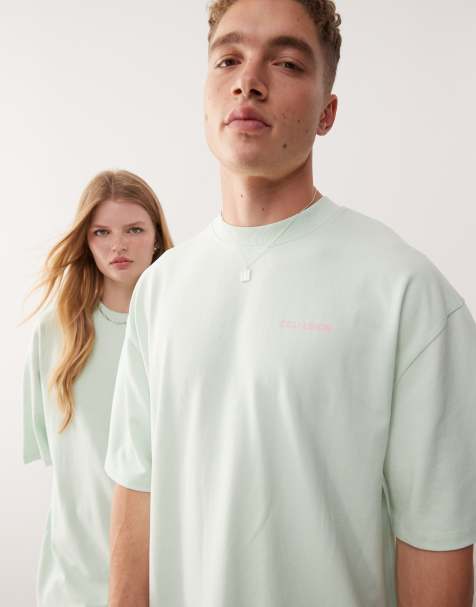COLLUSION Unisex - T-shirt verde con stampa rosa sul retro - view 1