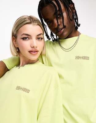 COLLUSION Unisex mirror logo t-shirt in lime green - ASOS Price Checker