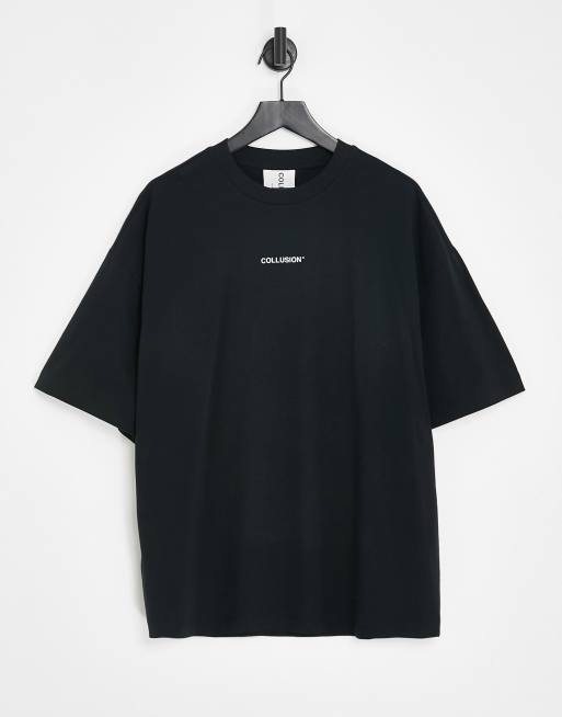 COLLUSION Unisex t-shirt with flame logo print in black, 3 of 4