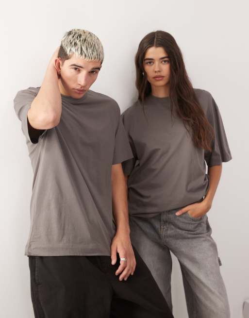 Collusion Unisex t-shirt with logo in charcoal