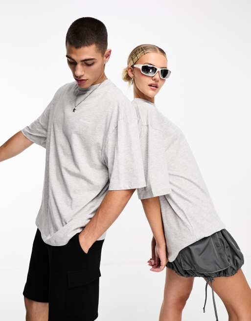 COLLUSION unisex t-shirt with logo in grey marl