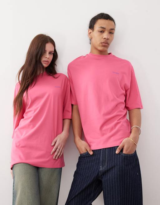 COLLUSION Unisex T-shirt with logo in pink