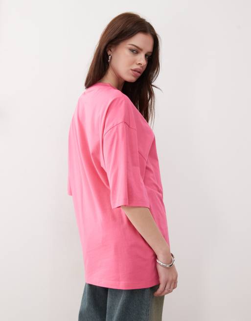 COLLUSION Unisex T-shirt with logo in pink