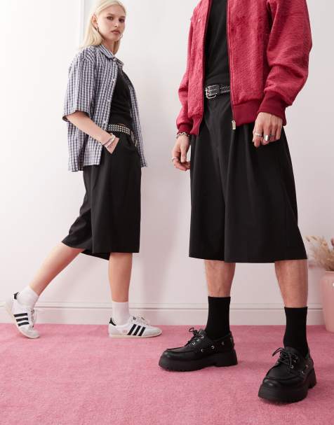 COLLUSION Unisex tailored jort in black - view 1
