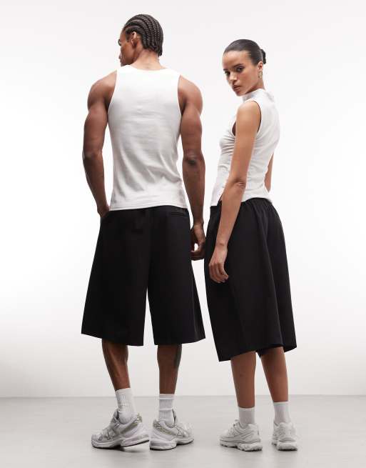 COLLUSION Unisex tailored jort in black, 4 of 4