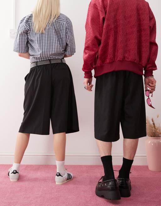 COLLUSION Unisex tailored jort in black