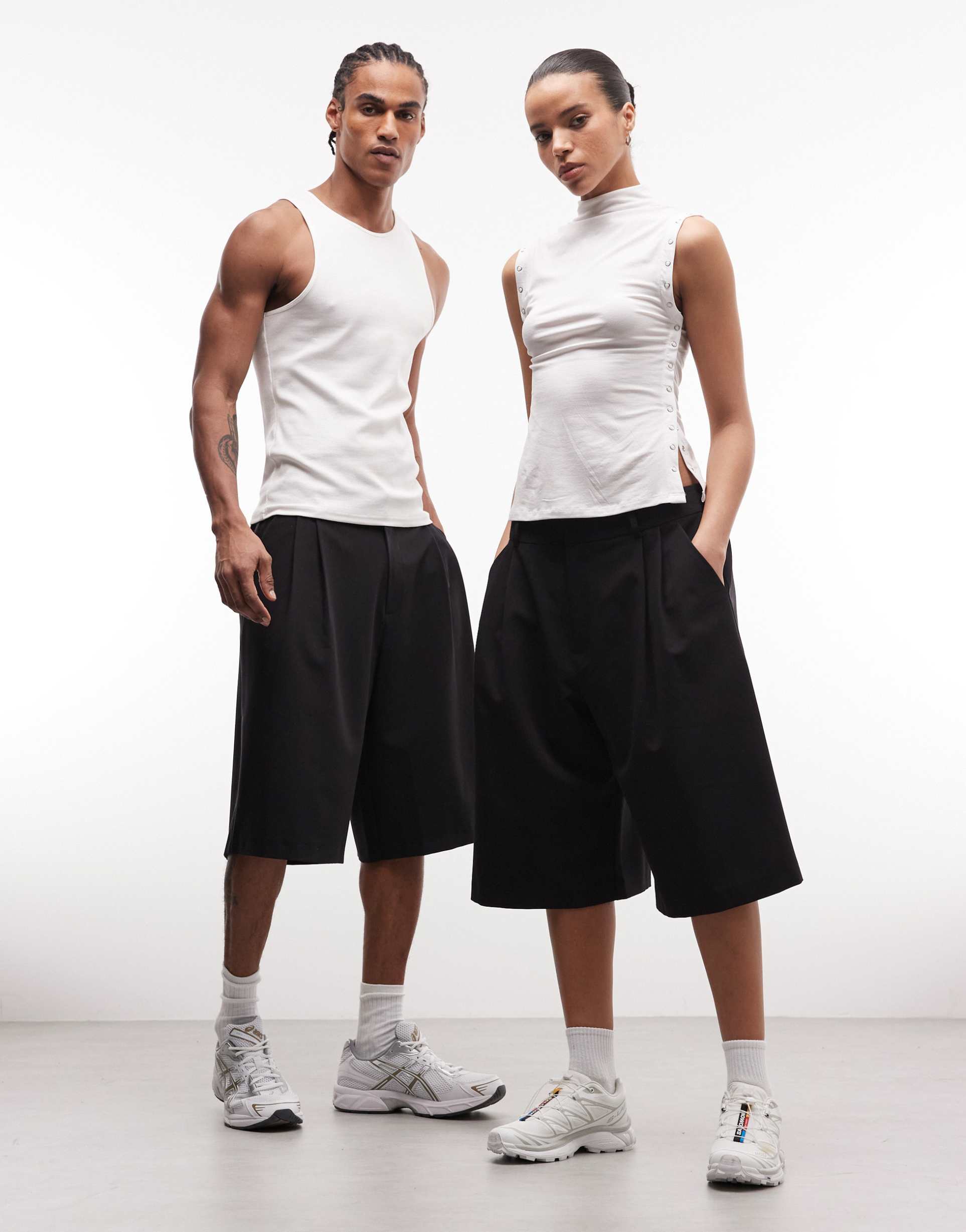 collusion unisex tailored jorts in black