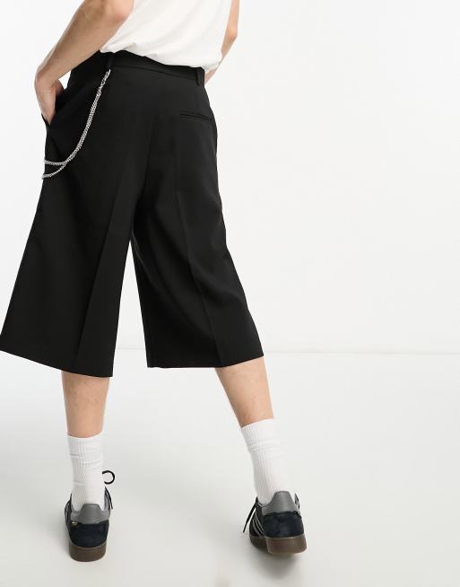 COLLUSION Unisex tailored longline short in black | ASOS