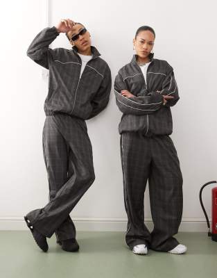 Unisex tailored sweatpants in sporty plaid - part of a set-Multi