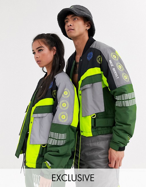 COLLUSION Unisex tech iconic jacket in green