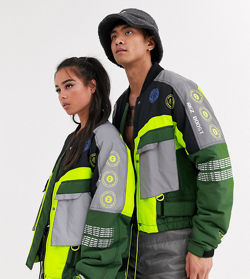 COLLUSION Unisex tech iconic jacket in green