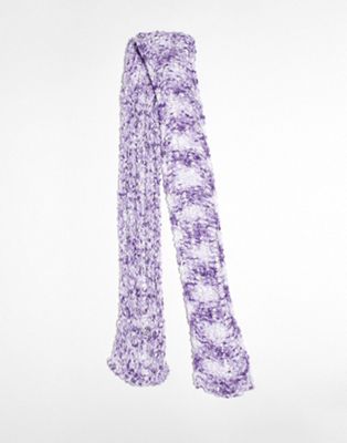 COLLUSION Unisex textured knitted skinny scarf in purple