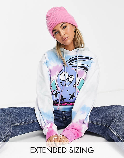  COLLUSION Unisex tie dye hoodie with hand-drawn print 