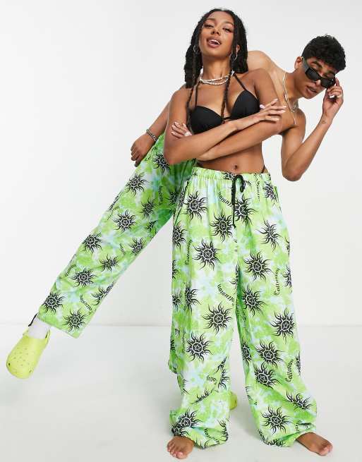 Green tie dye store pants