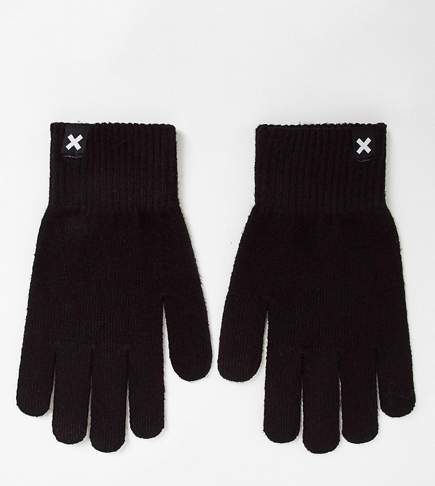 COLLUSION Unisex touch screen knitted gloves in black