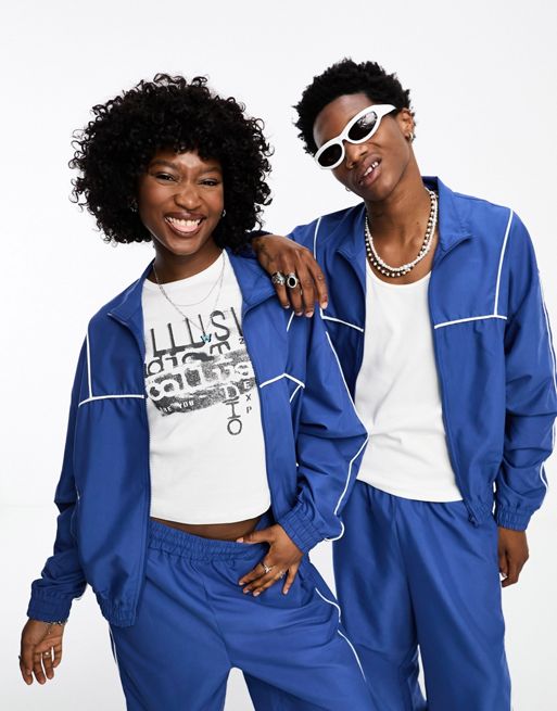 COLLUSION Unisex track jacket in blue co-ord | ASOS