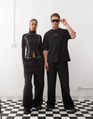 Collusion COLLUSION unisex track jeans in washed black - BLACK