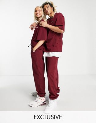 COLLUSION Unisex trackies in burgundy - ASOS Price Checker
