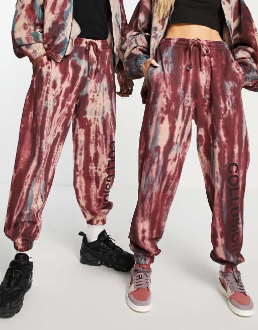COLLUSION Unisex trackies with logo print in tie dye (part of a set), 2 of 4