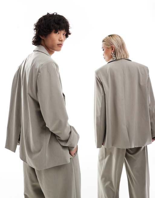 COLLUSION Unisex ultimate suit jacket in stone - part of a