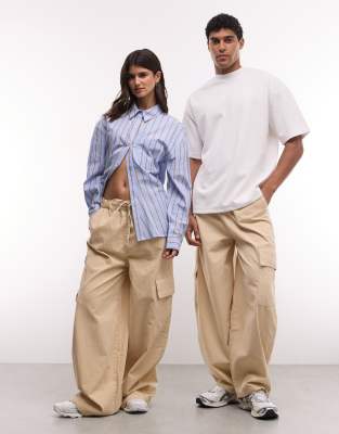 Collusion Unisex Utility Cargo Pants In Neutral