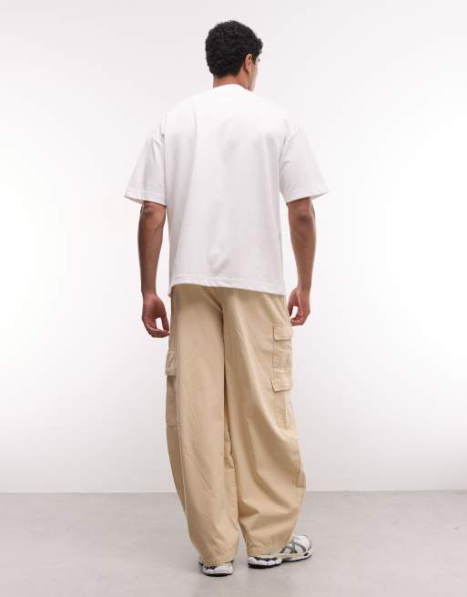 COLLUSION Unisex utility cargo pants in stone, 2 of 5