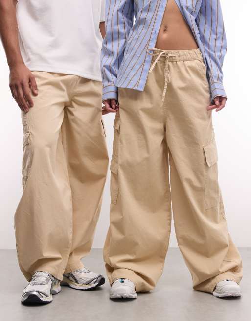 COLLUSION Unisex utility cargo trouser in stone, 3 of 5